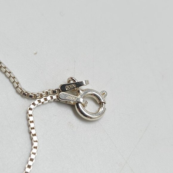 Sterling Silver Chain Necklace With Gold Ball Pendant Minimalist Vintage - Picture 6 of 12